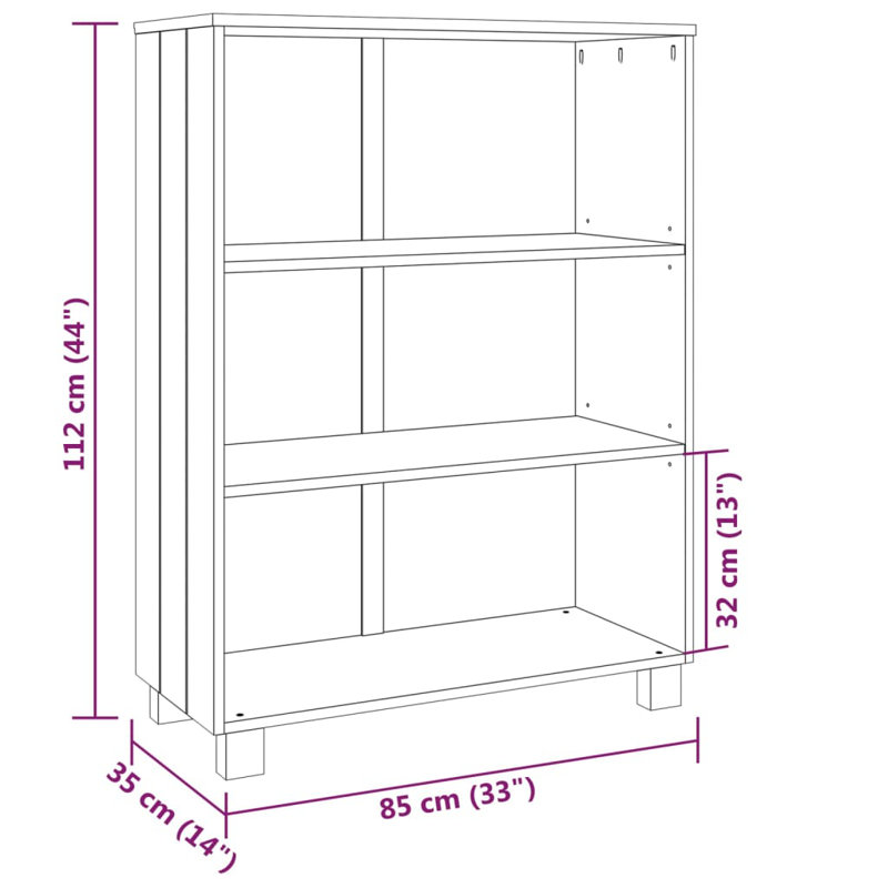 Huckstadt 112cm H x 85cm W Solid Wood Standard Bookcase, Dark Grey