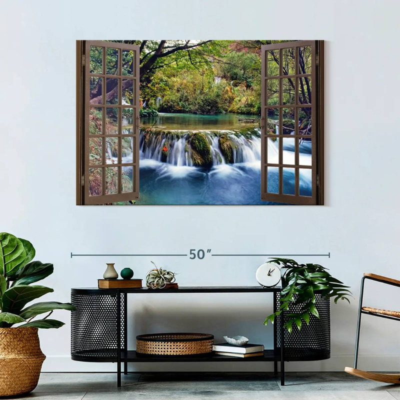 Fenêtre ouverte sur toile, H 32 po x l 48 po x P 1,25 po