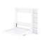 Lit double en blanc avec bureau et rangement pour échecs, bois de pin, pliable et peu encombrant avec finition, frisbees, construction, longue durée
