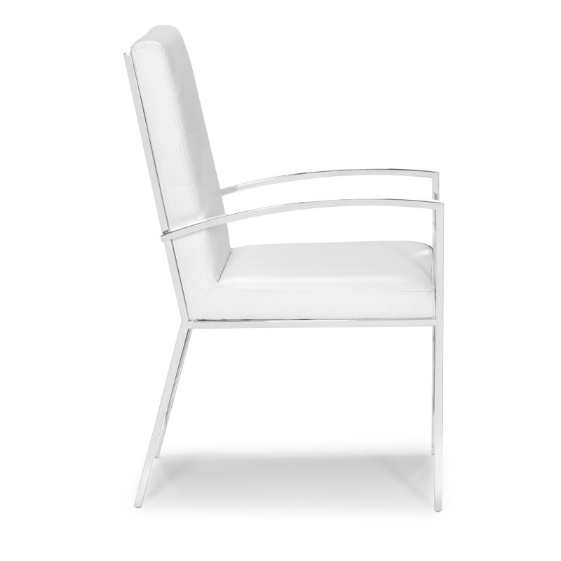 Amira-Jess 17.5'' H Faux Leather Upholstered Armchair, Silver