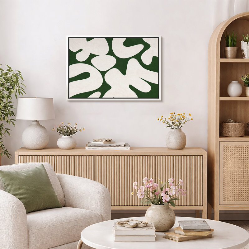 Œuvre d'art abstraite en forme de motif fluide vert et blanc, photos de salon moderne, impression sur toile encadrée