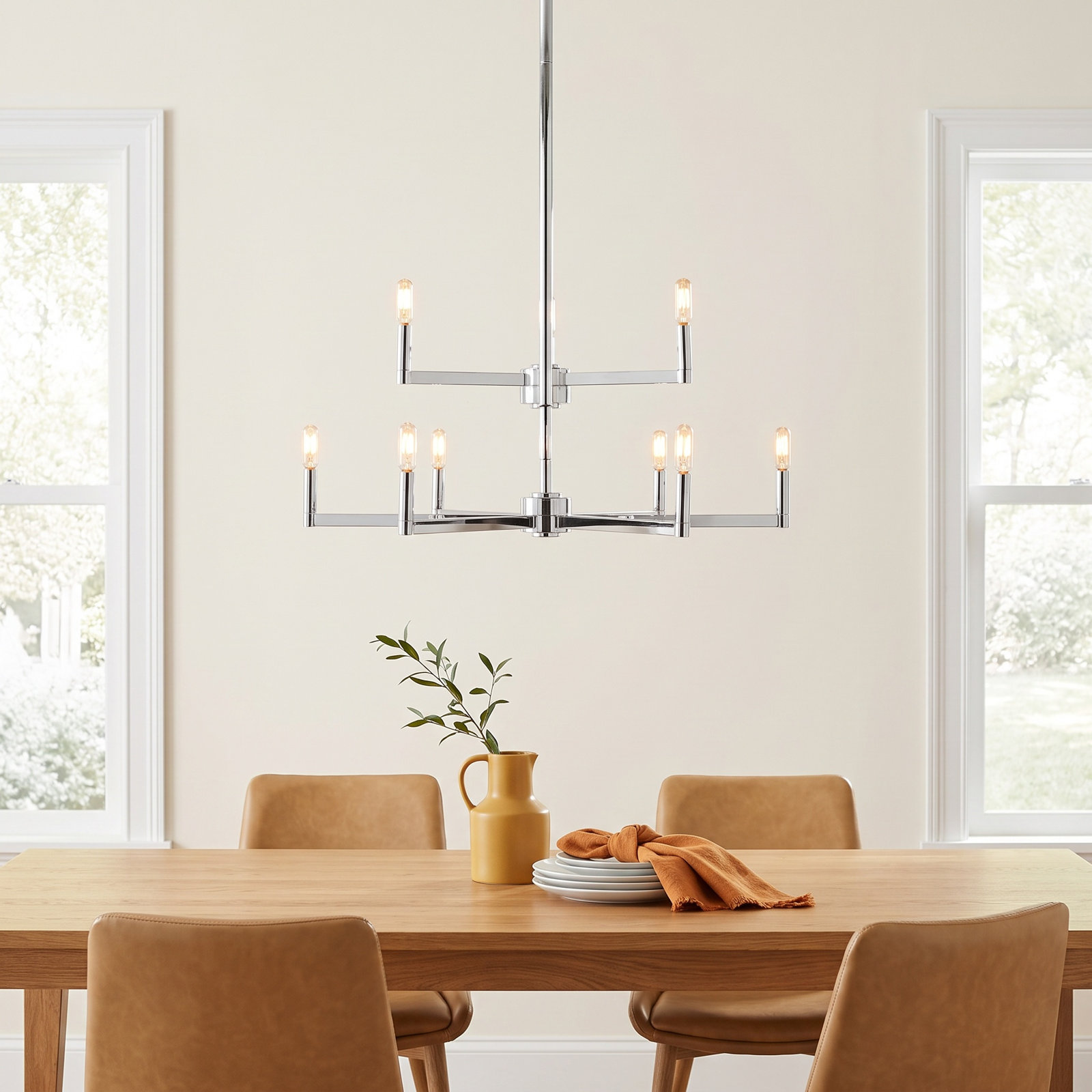 Haines 9 - Light Dimmable Chandelier, Chrome