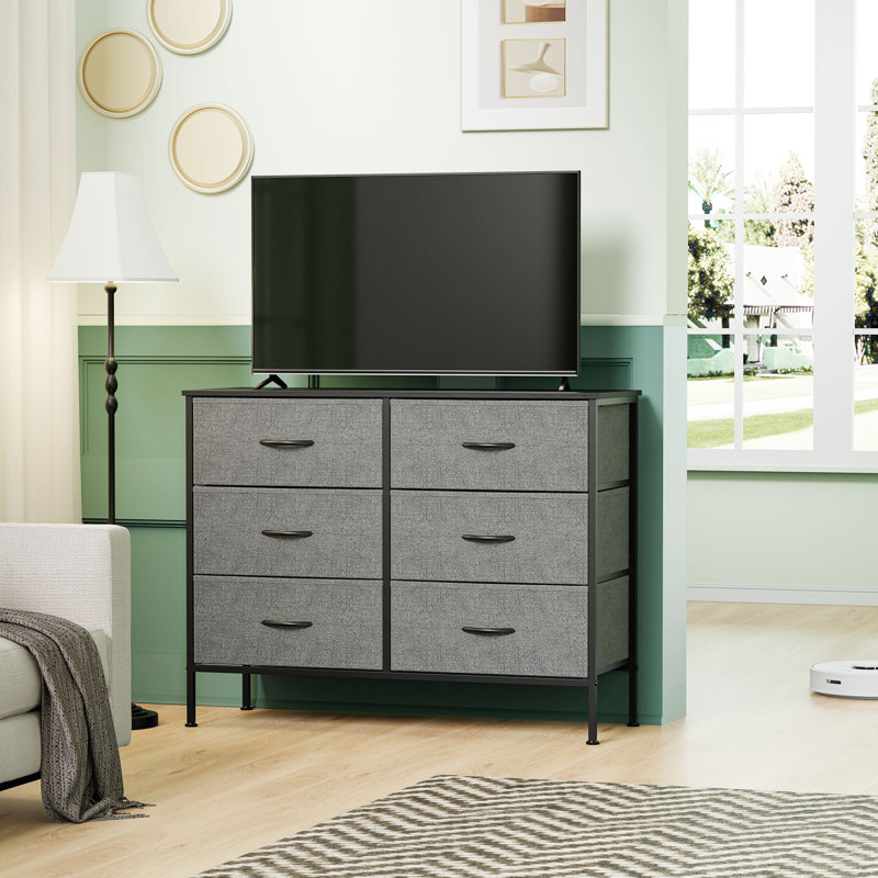 Commode à 6 tiroirs en métal, Gris