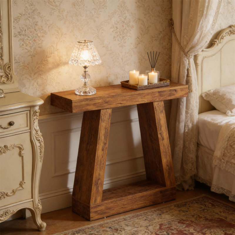 Table de canapé rustique, table d'entrée à deux niveaux, console, table d'appoint (table d'appoint incluse seulement), Brun