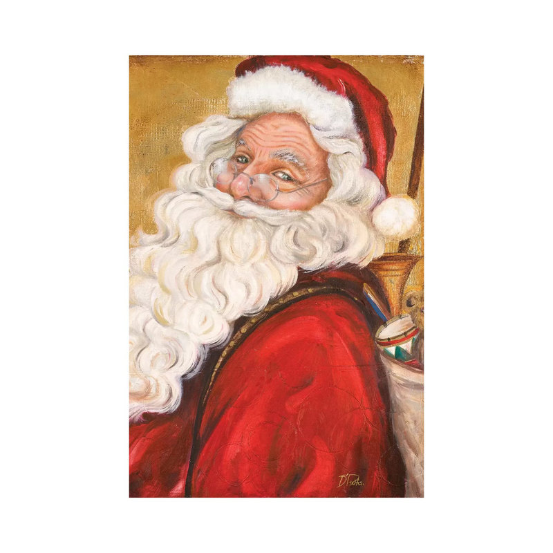 «Sourire du Père Noël souriant» par Patricia Pinto - peinture sur toile tendue, H 40 po x l 26 po x P 1,5 po
