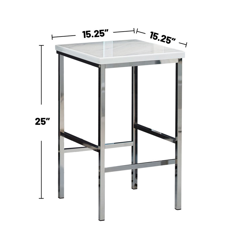 Ezma 3 - Person Marble Top Trestle Dining Set, White
