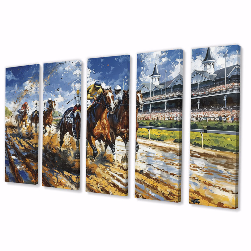 Ensemble de salon Marlyin - Horse Racing Wall Art, H 32 po x l 80 po