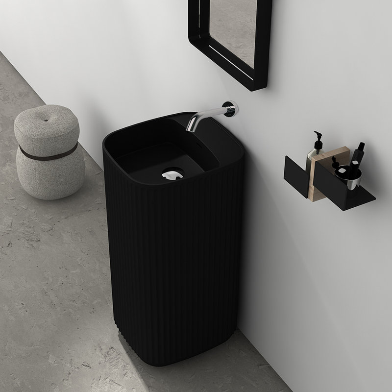 Flutti 1575'' L Bathroom Sink, Matte Black, No Hole