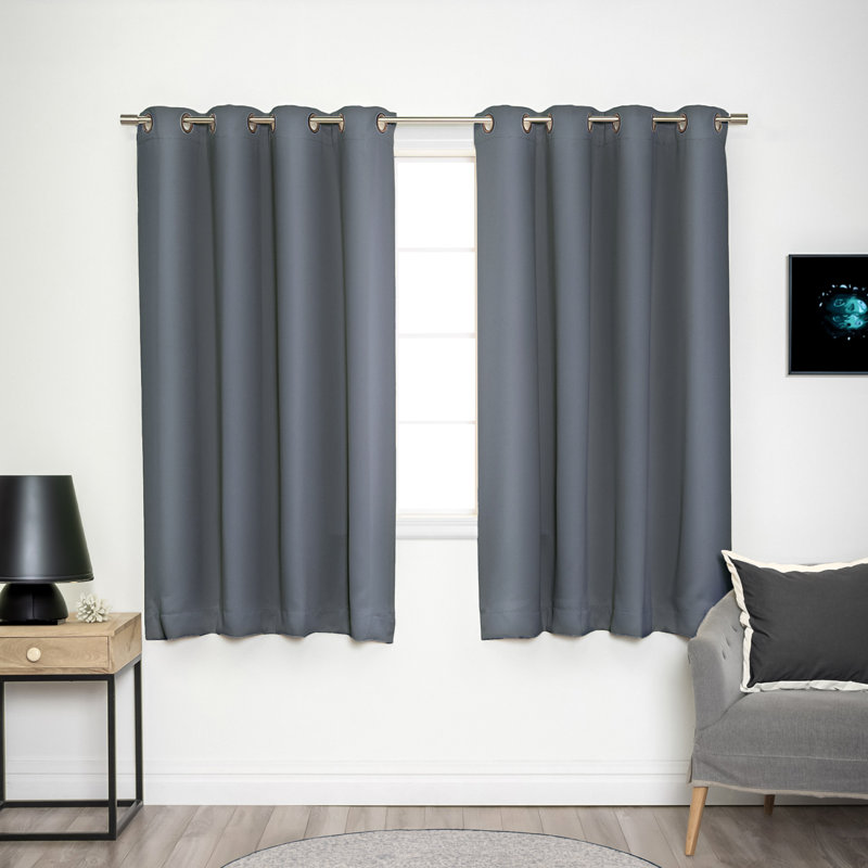 Adina Sevan Solid Thermal Grommet Curtain Panels, Mingreen, 52"W x 72"L