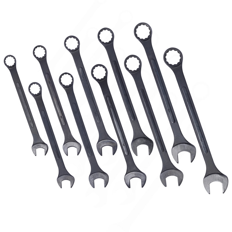 Très grand ensemble de clés combinées Metric Jumbo, 10 pièces, ensemble de clés jumelées à oxyde noir métrique 34-50 mm avec pochette