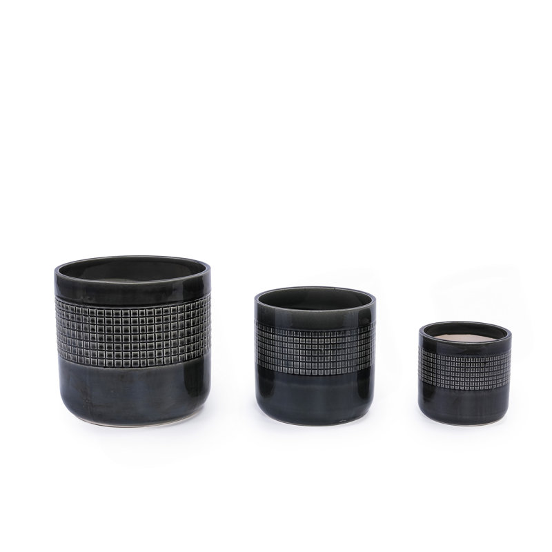 High quality ceramic flowerpot, Black