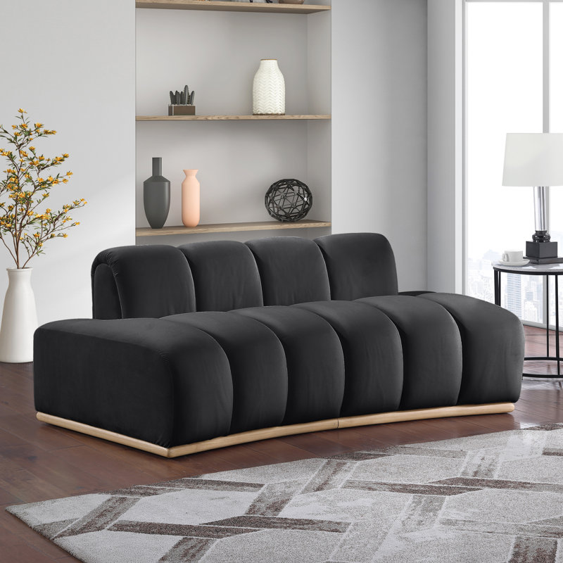 Causeuse en velours Jace, Velours noir