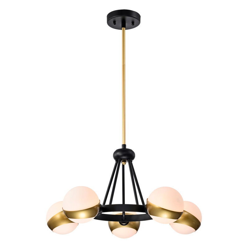 Lustre de style moderne 23 pouces à 5 lumières Wagolwheel Sputnik