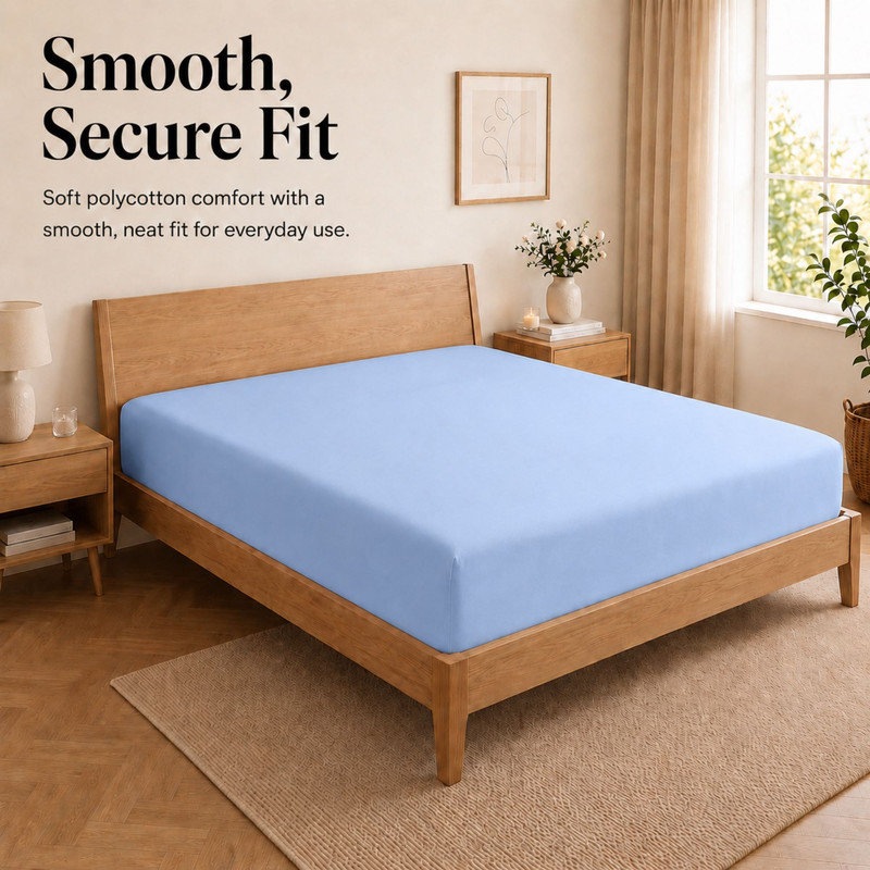 MHG Living Fitted Sheet 30 cm Deep Pocket - Fully Elasticated Polycotton Bed Sheet - Single/Double/King/Super King, King