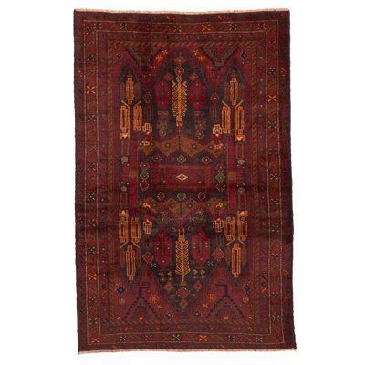 Tapis noir et rouge Teimani 4 pi 0 po x 6 pi 4 po