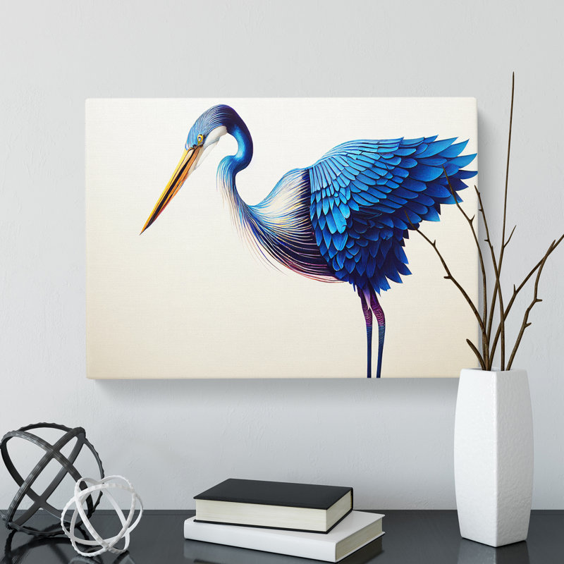 Heavenly Heron Bird - Wrapped Canvas Print, 50cm H x 76cm W x 3cm D