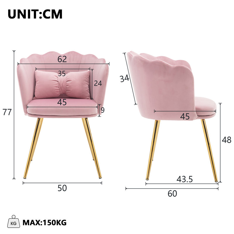 Tussey 48cm H Velvet Upholstered Armchair, Pink