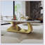 Table basse moderne en pierre frittée avec base en acier inoxydable-544525590