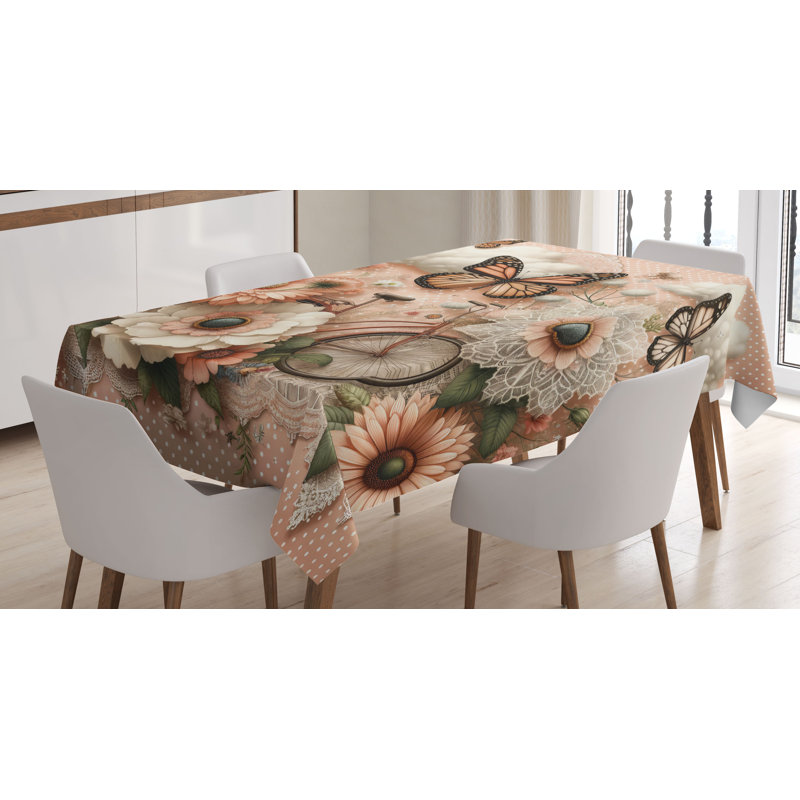Caitin Floral Microfiber Tablecloth, 90" x 60"