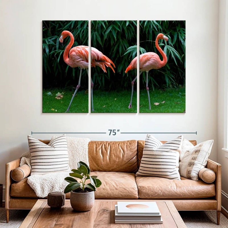 Brampt, deux flamants roses, H 42 po x l 65 po