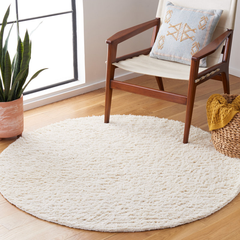 Tapis de performance uni tissé à la main Casablanca, Rond 6 pi