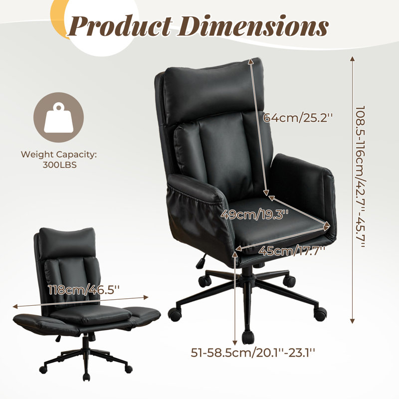 Fauteuil de bureau Big et Tall Criss, Noir