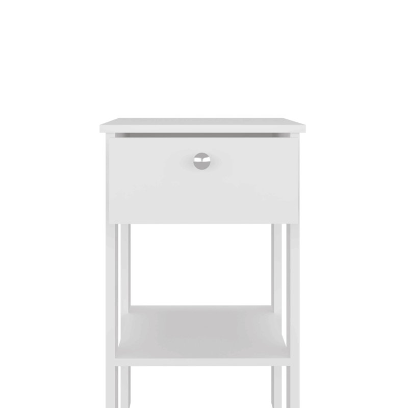 White 1-Drawer Nightstand With Open Shelf, White
