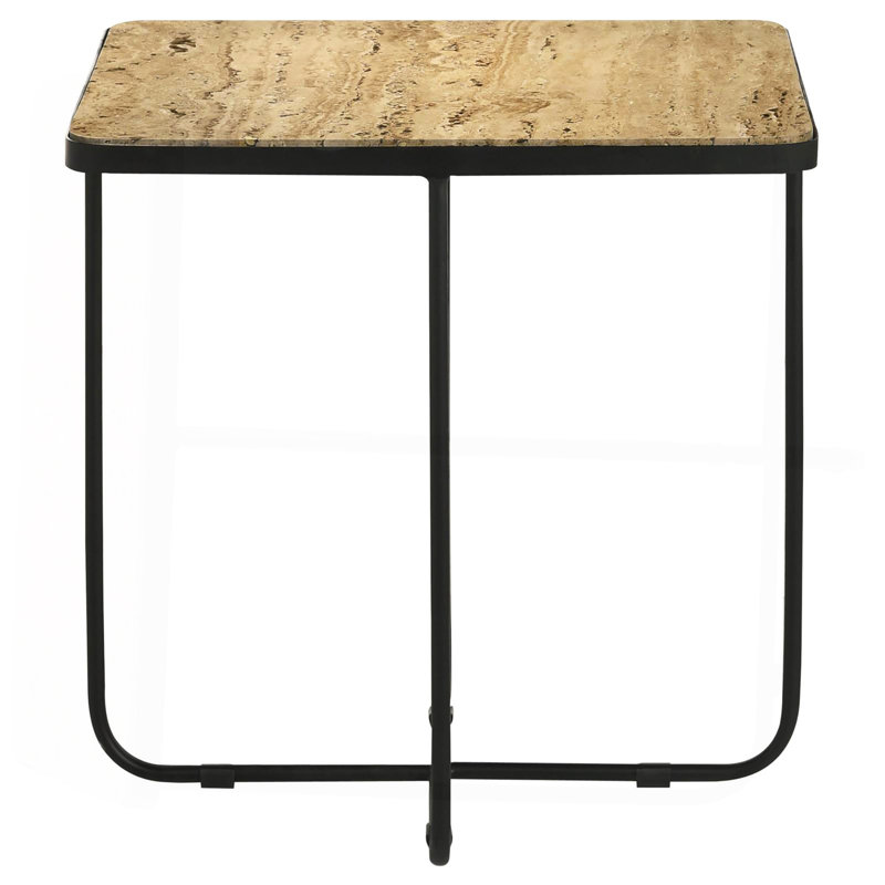 Table d'appoint en travertin et noir
