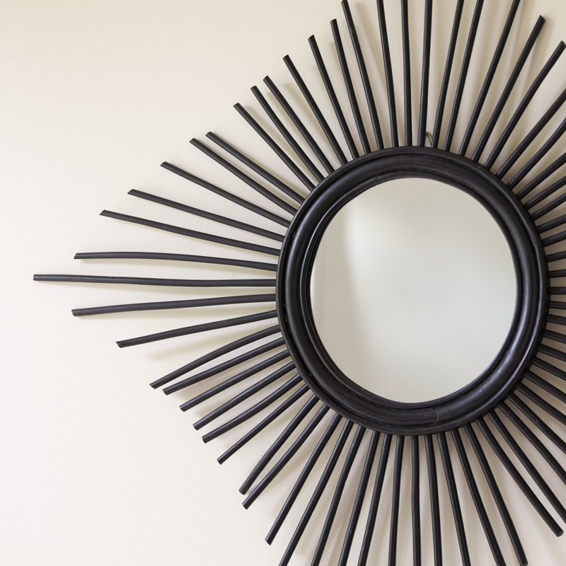 Isidore Round Mirror, Black