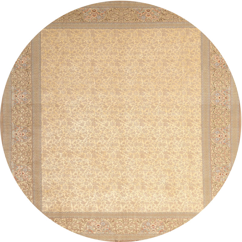 Tapis de zone crème contemporaine, Rond 4 pi