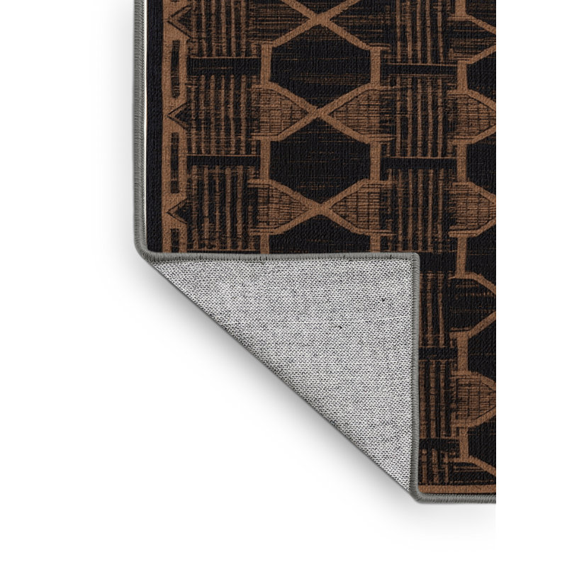 Tapis gris en treillis lavable à la machine, Carré 5 pi