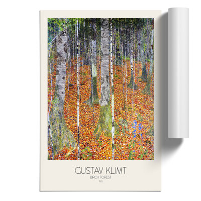 Birch Forest With Border by Gustav Klimt - No Frame Painting