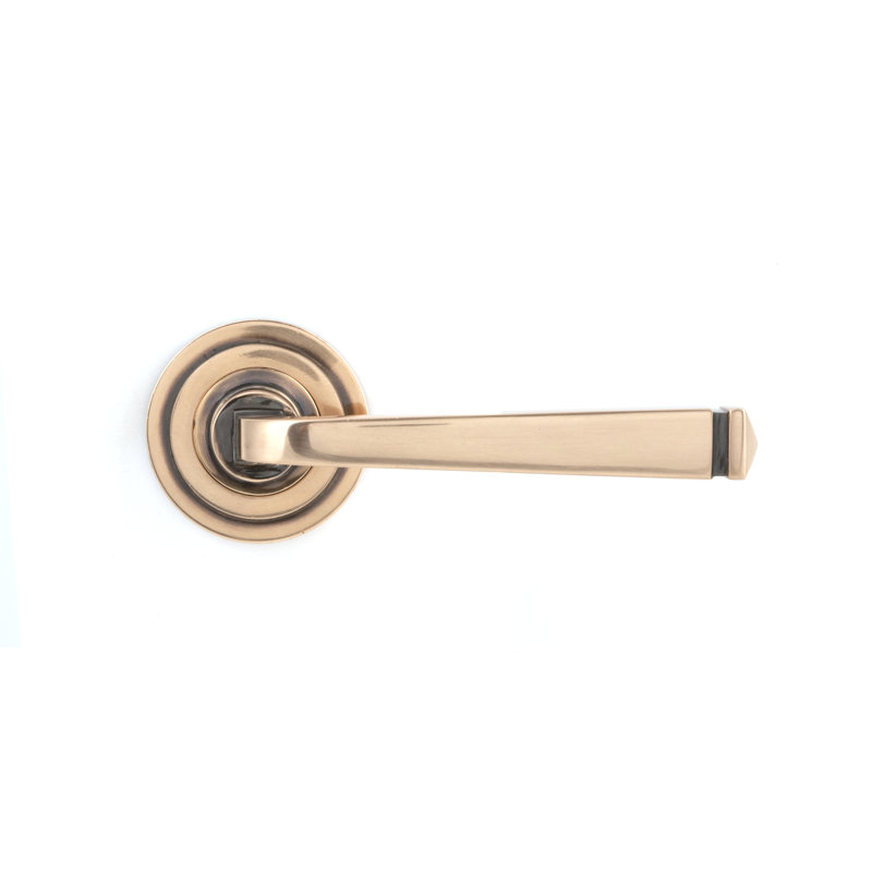 Avon Round Lever on Rose Set (Art Deco) - Unsprung, Polished Bronze