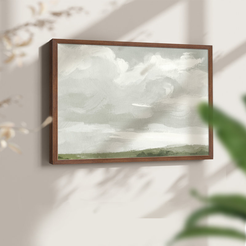 Gris pierre ciel III - impression encadrée - réarmable, H 22 po x l 28 po, Noyer