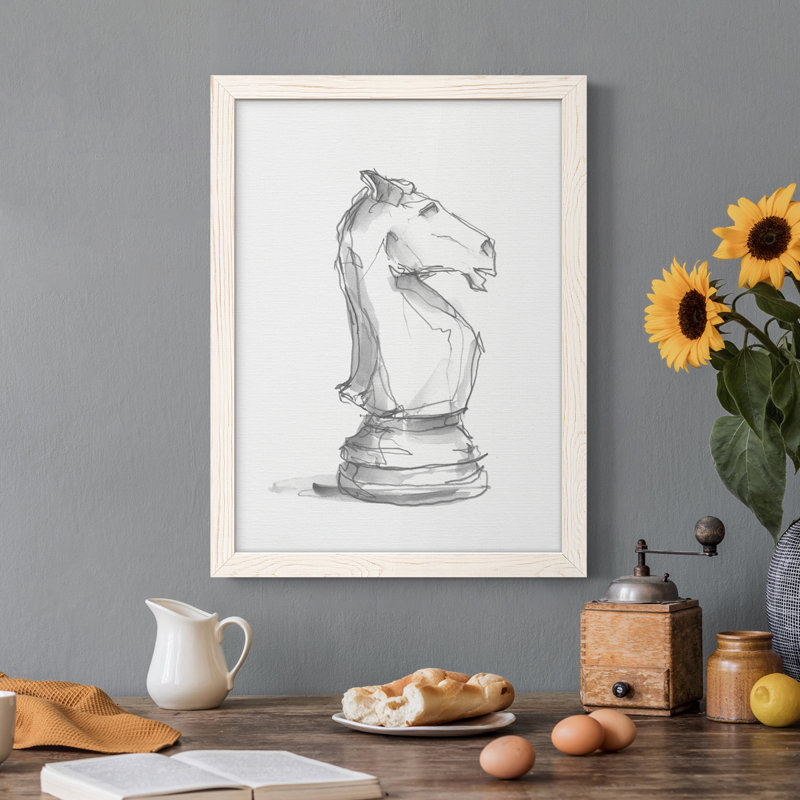 Chess Room Study I, reproduction d'art sur toile, Cadre blanc, H 38 po x l 28 po x P 1 po