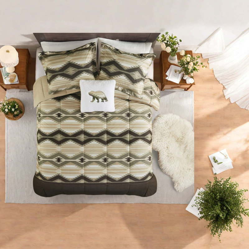 Cozy King Bedding Sets, Polyester Comforter And Pillow, Farmhouse Style