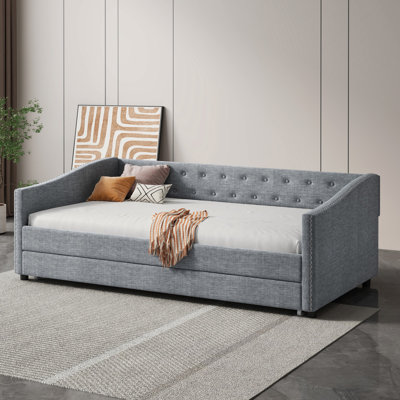 Twin Size Daybed with Trundle (Light Gray)