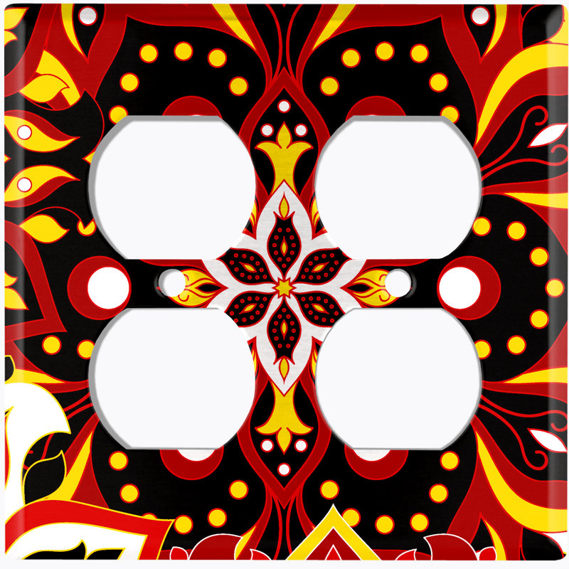 Plaque murale rouge rouge et noire Mandala