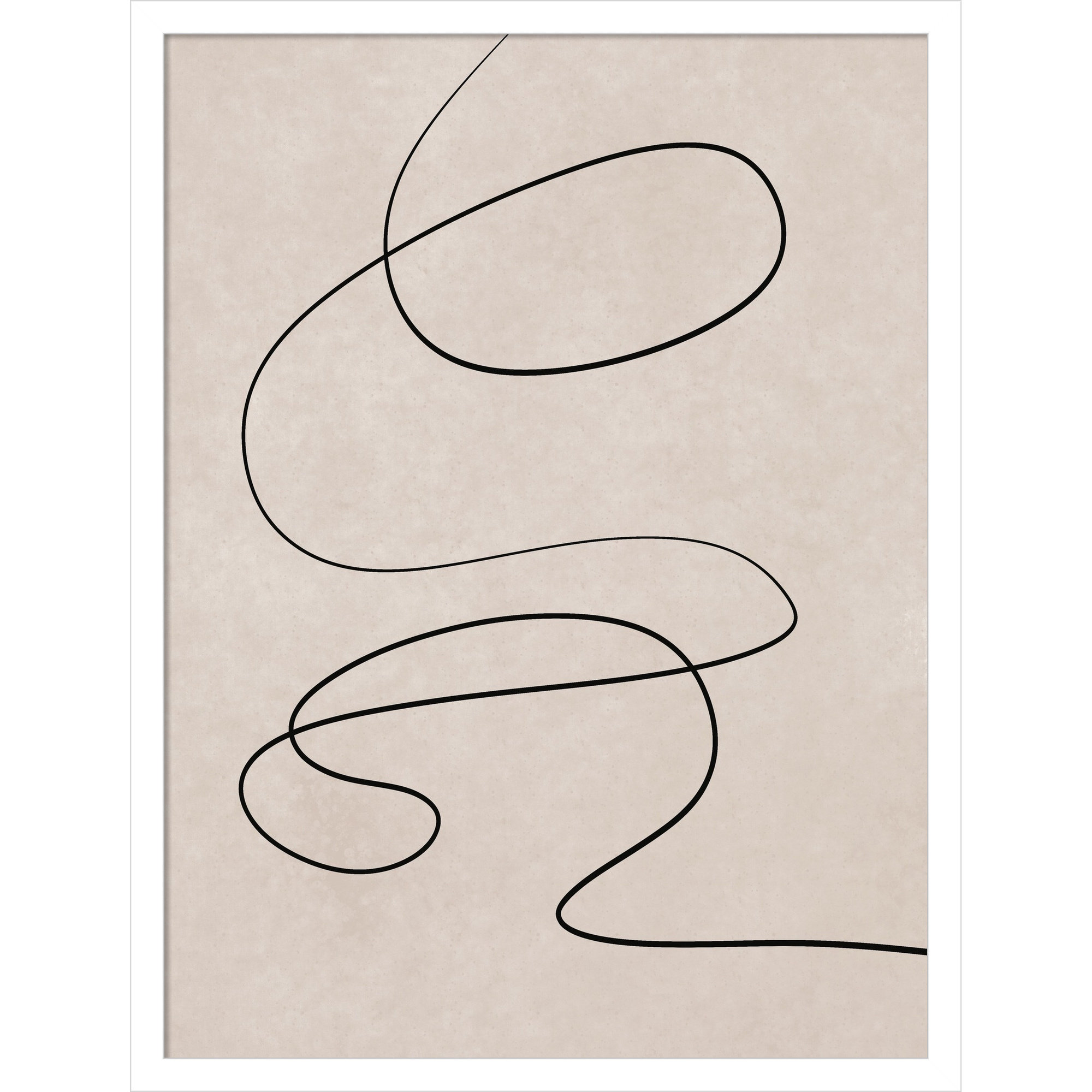 Black Line and Textured Beige Background by Little Dean Wood Framed Wall Art Print, White, 25" H x 19" W