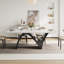Table de salle à manger rectangulaire 71 "pour 4-6, table de salle à manger en faux marbre avec pieds en forme de N-1702919065
