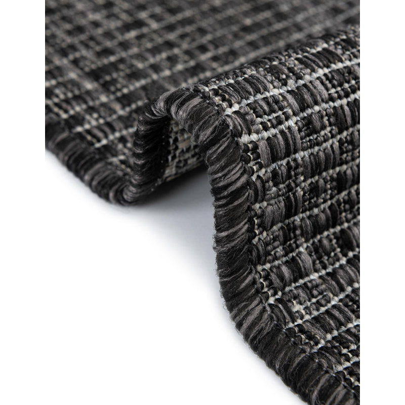 Avaughn Black Indoor/Outdoor Area Rug, Rectangle 2' x 3'1", Black