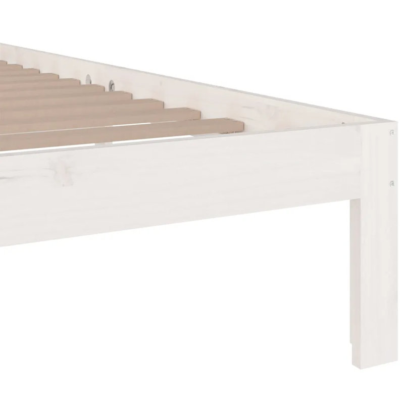 Bed Frame Solid Wood, White, European King (160 x 200 cm)