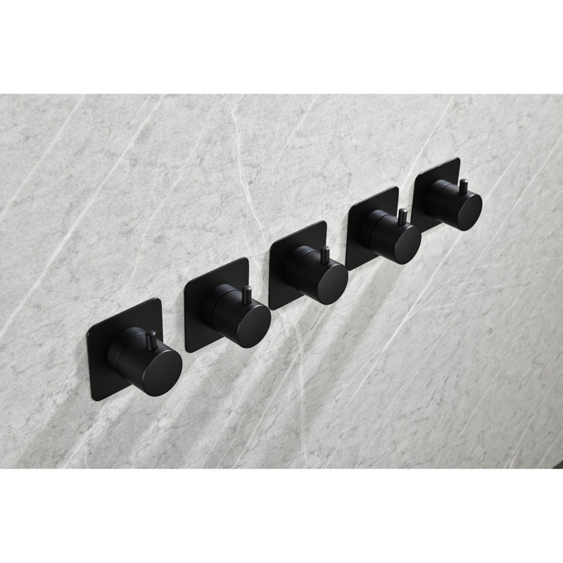 Valve de douche 3/4 "en métal coulé noir mat - Poignée en laiton, réglable, rouille, facile à installer