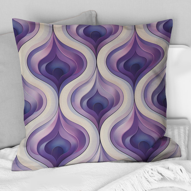 Coussin décoratif mauve et quadrilobe mauve et beige, H 16 po x l 16 po