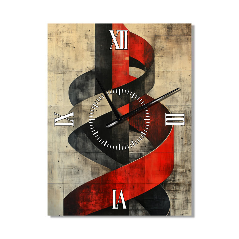 Tour du Nouvel Âge I - Horloge murale industrielle en métal noir, 32" H x 24" W - Rectangle