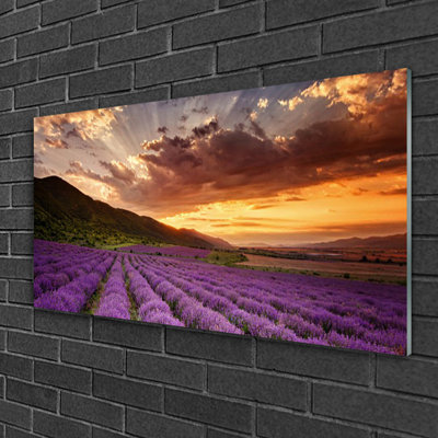 Mountains Meadow Flowers - Unframed Photograph on Glass