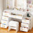 Adriel Modern Makeup Vanity With 8 Drawers & Power Outlet And Mirror Cabinet
