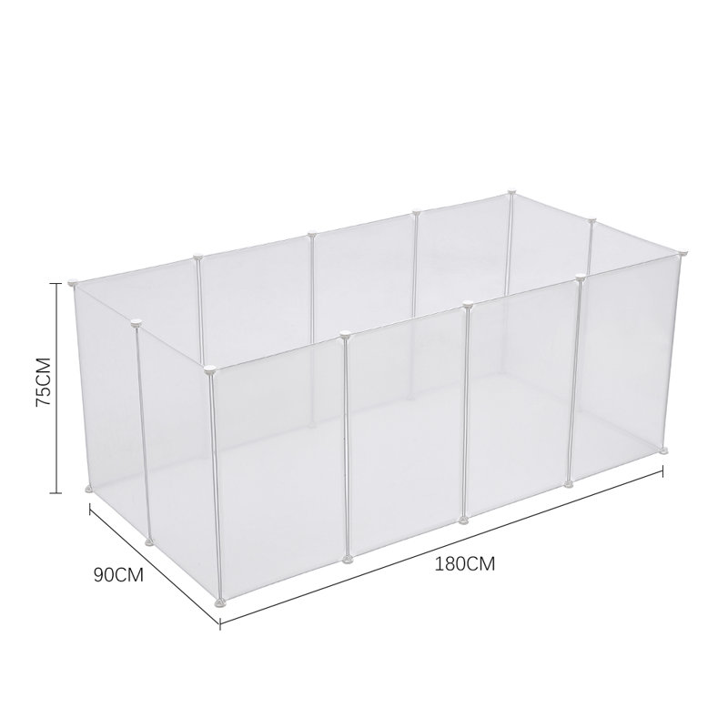 Polyethylene Plastic Collapsible Pet Crate, 75cm H x 180cm W x 90cm D