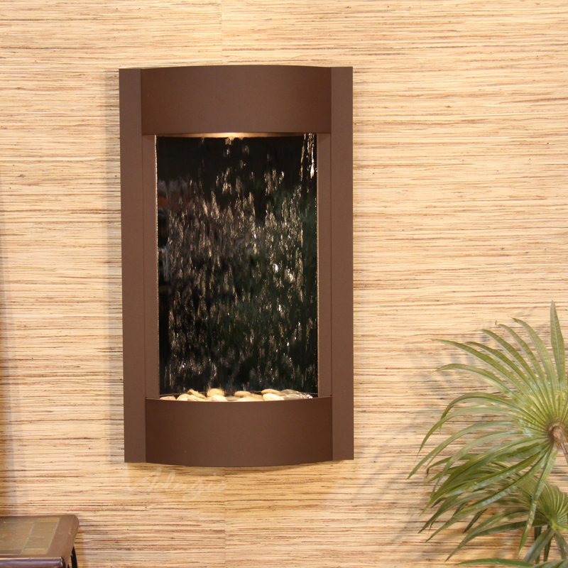 Serene Waters Acrylic Weather Resistant Waterfall Fountain with Light, Silver Mirror, Woodland Brown