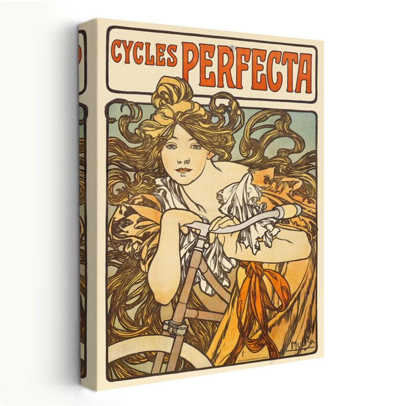 Cycles Perfecta, 1902 - Publicité rétro pour musée, Art nouveau, H 48 po x l 32 po
